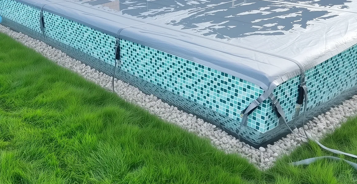 Покрывало для бассейна под снегом — защита зимой в Ульяновске